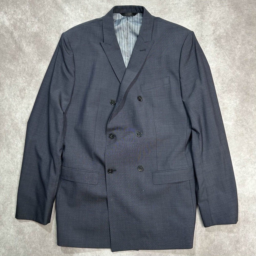 Banana Republic Mens 42L Wool Marzotto Double Breasted Gray Blazer Italian
